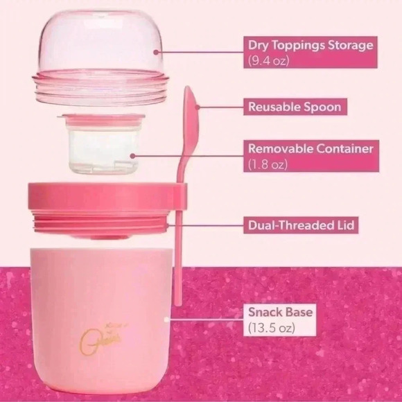 Paris Hilton Pink Snack Cup With Spoon and Dipping Container NWT - Picture 5 of 8